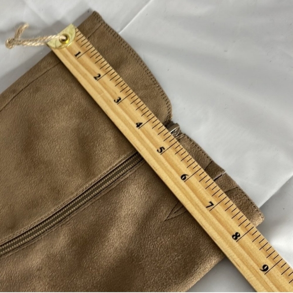 Call It Spring Tan Faux Suede Knee High Riding  Boots Lace Heel 10 - Picture 4 of 7